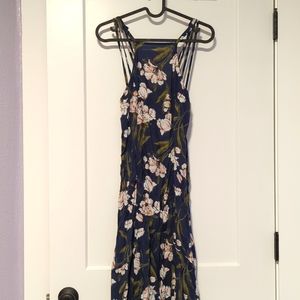 A&F Strappy High Neck Blue Floral Maxi Dress